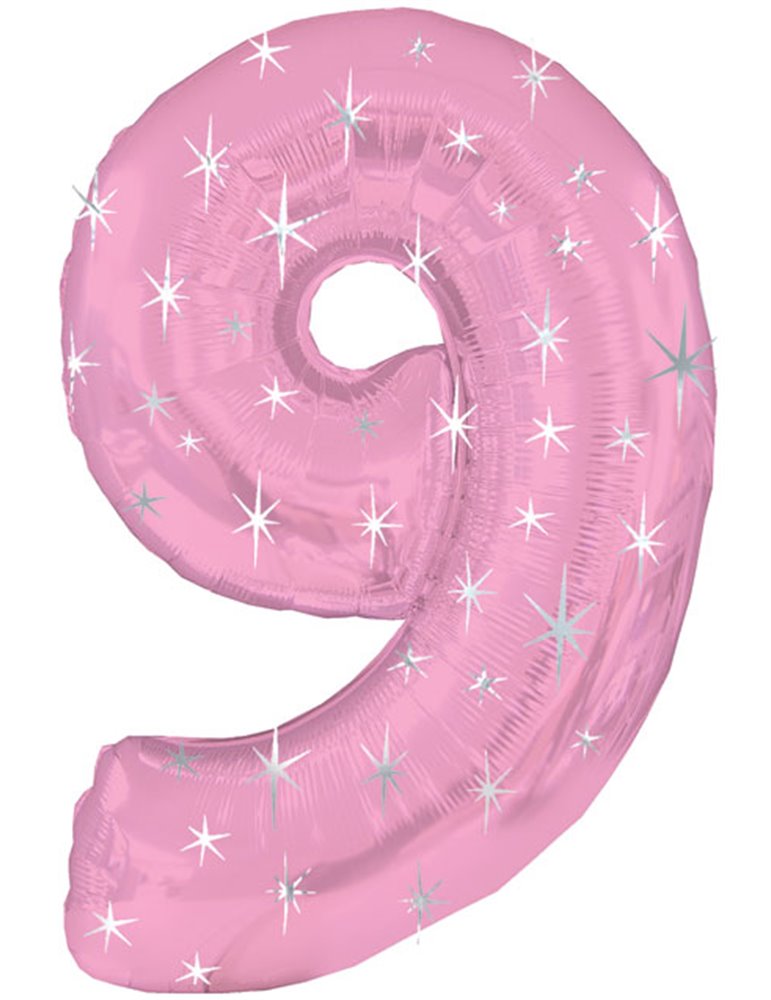 Balloon Foil - Number 9 Pink Sparkle