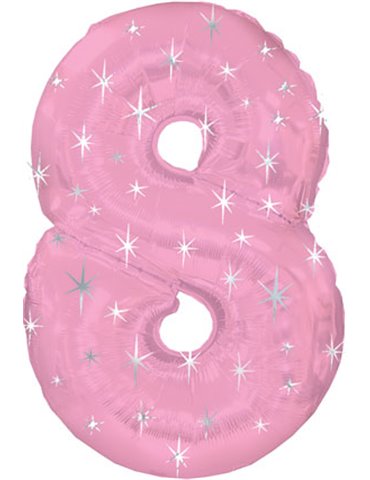 Balloon Foil - Number 8 Pink Sparkle