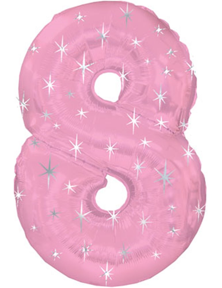 Balloon Foil - Number 8 Pink Sparkle