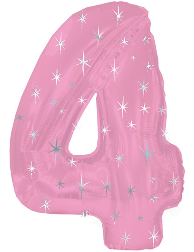 Balloon Foil - Number 4 Pink Sparkle