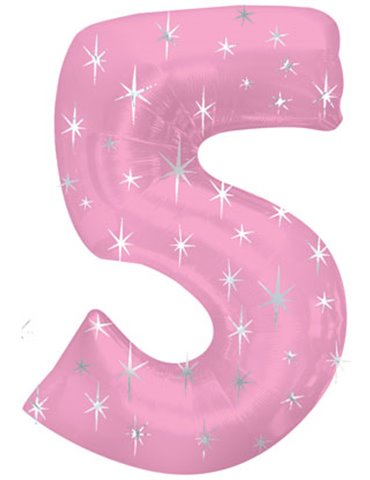 Balloon Foil - Number 5 Pink Sparkle