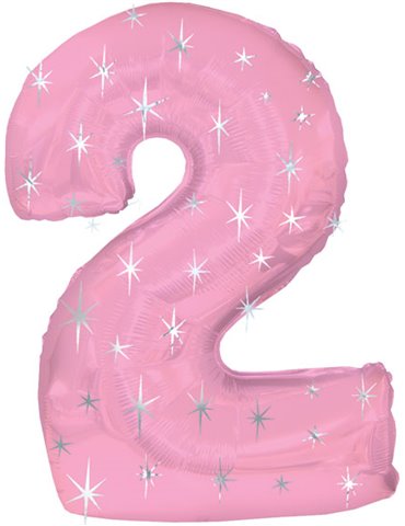 Balloon Foil - Number 2 Pink Sparkle