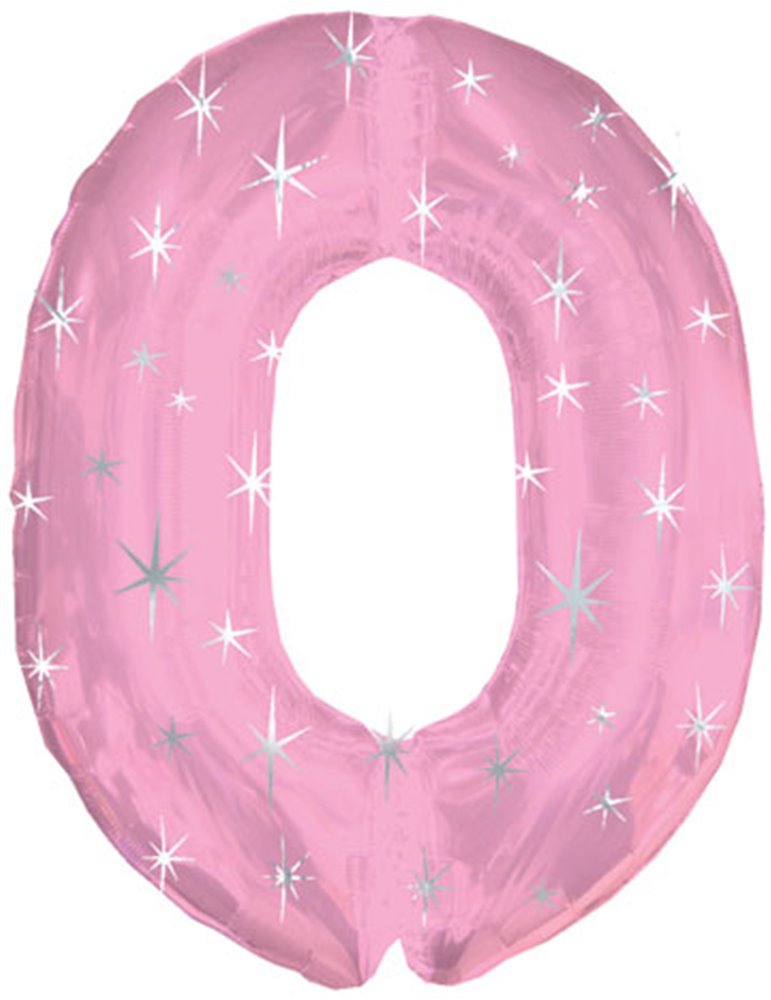 Balloon Foil - Number 0 Pink Sparkle