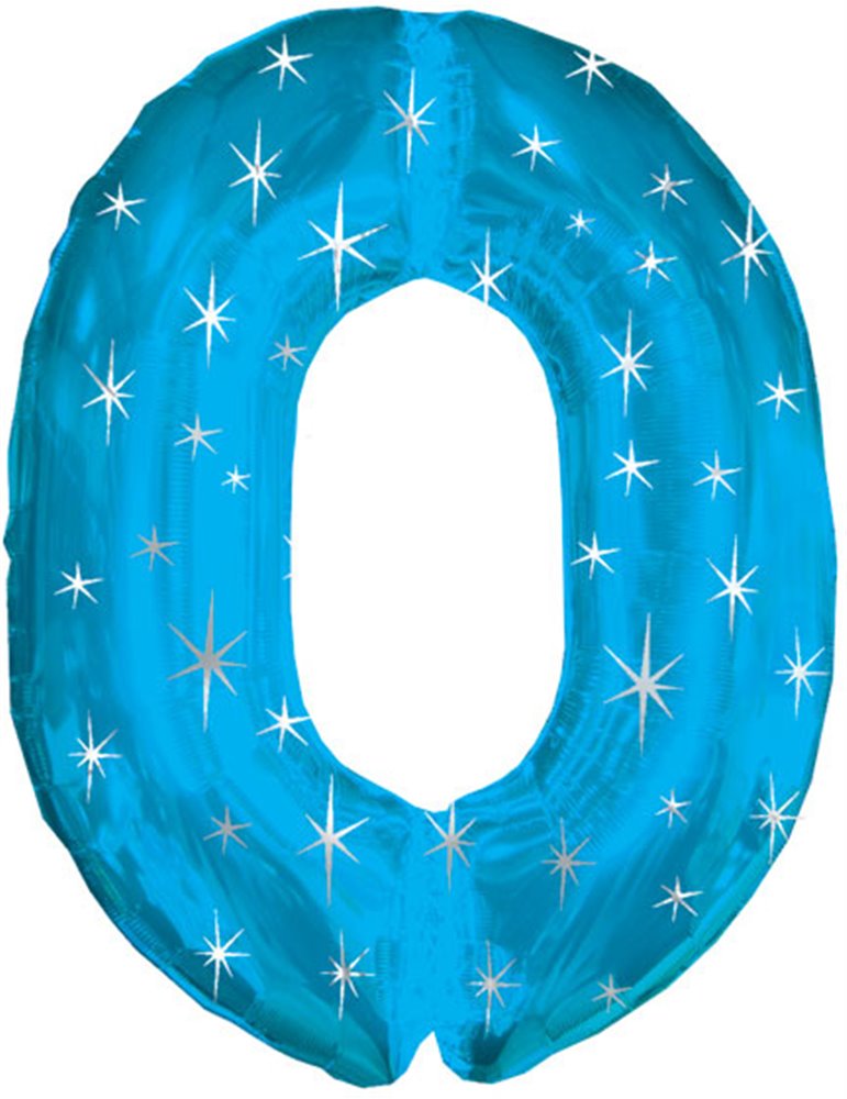 Balloon Foil - Number 0 Blue Sparkle