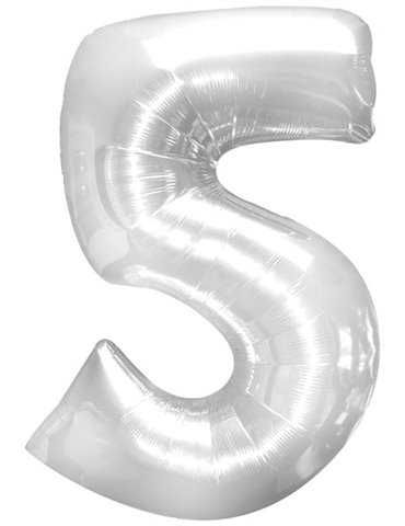 Balloon Foil - Number 5 Silver