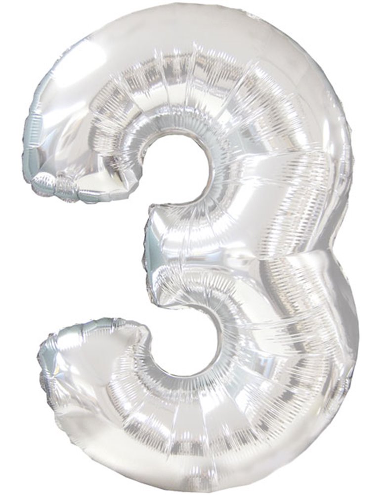 Balloon Foil - Number 3 Silver