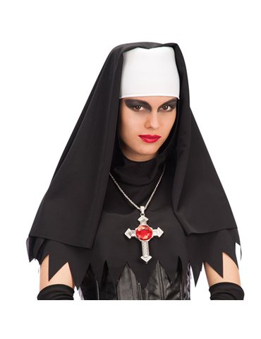 Hat Nuns Head Piece Black & White