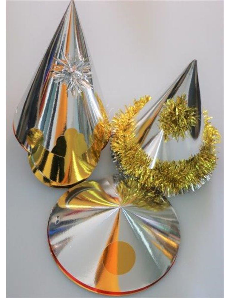 Foil Party Hats Asstd Shapes Silver 50s