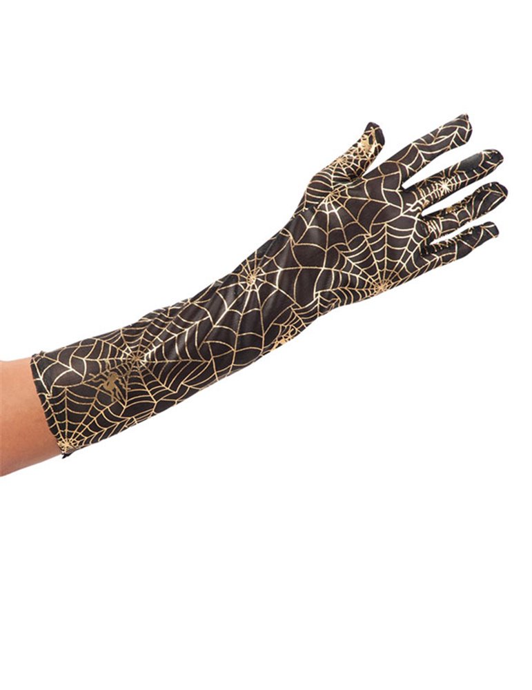 Gloves Spider Web Gold on Black Material