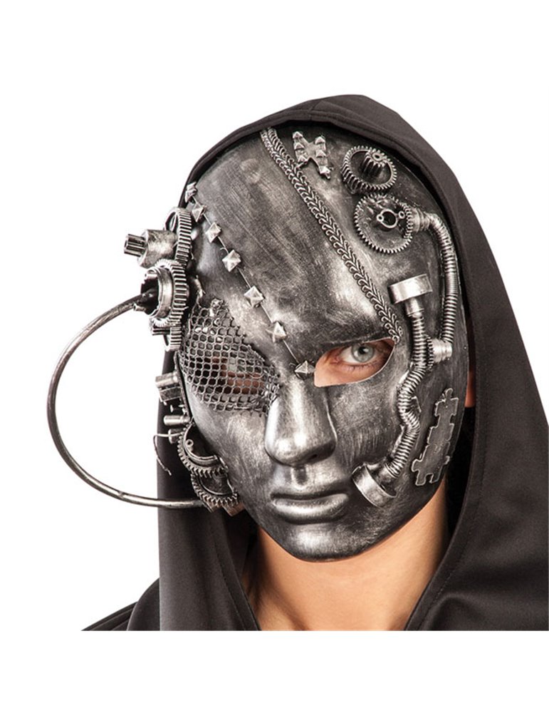 Mask Face Steampunk Silver with Net Eye