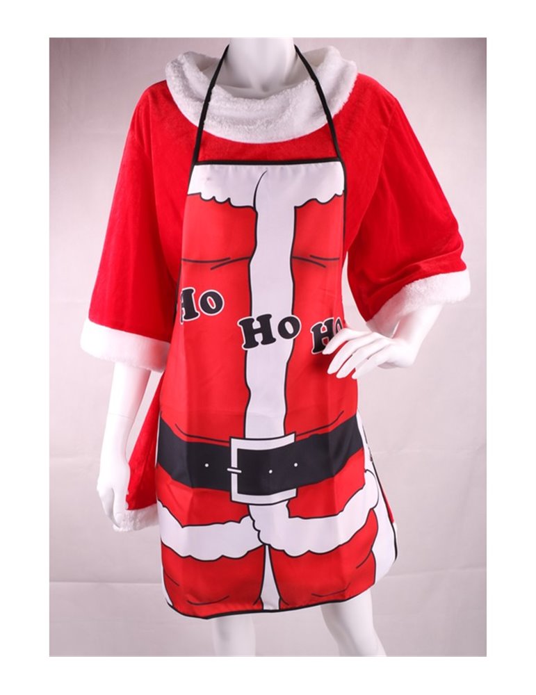 Apron Red with Ho Ho Ho Decoration