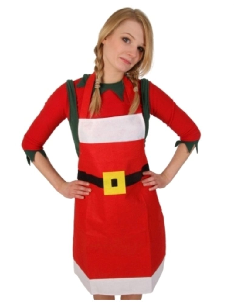 Apron Christmas Felt with Black Belt Tie