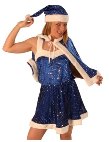 Costume Santa Miss Velvet Blue Sequin 4P