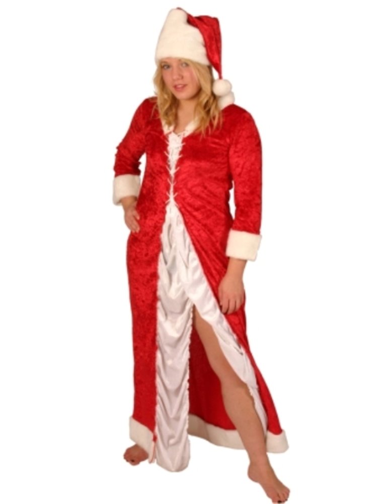 Costume Santa Miss Velvet Long Red & Whi