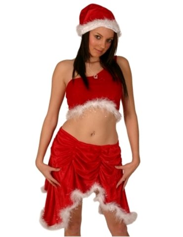 Costume Santa Miss Velvet Red Top & Skir