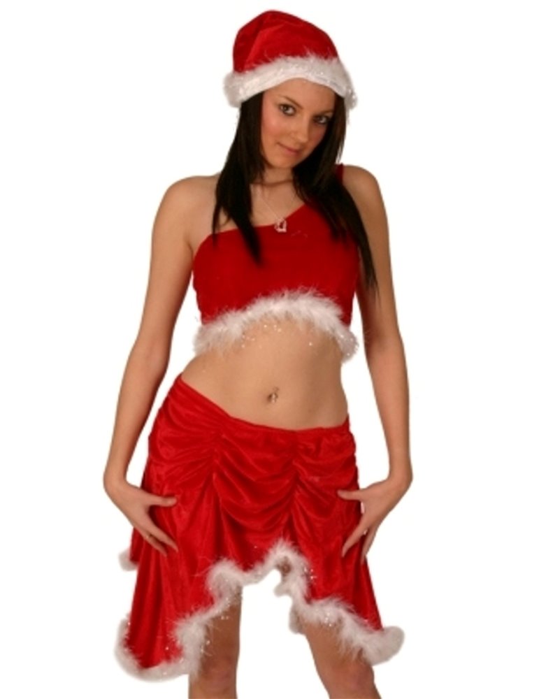 Costume Santa Miss Velvet Red Top & Skir