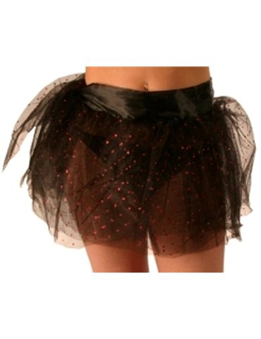 Tutu Skirt Net Wrap Round Black with Red