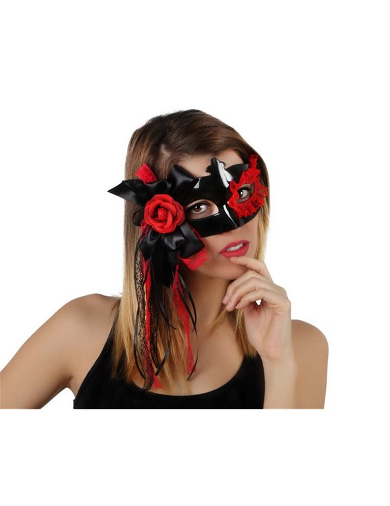 Mask Eye Black decorated with Flowers