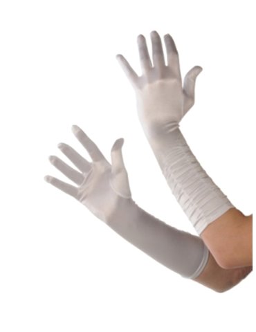 Gloves Ladies Ruffle White Long