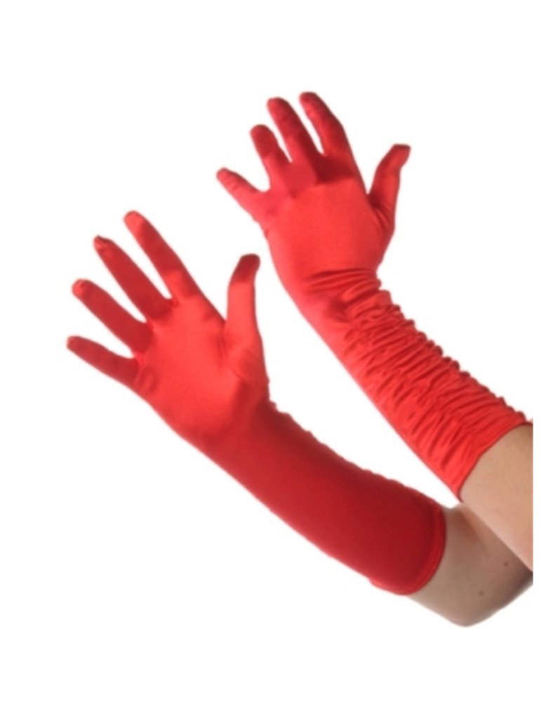 Gloves Ladies Ruffle Red Long