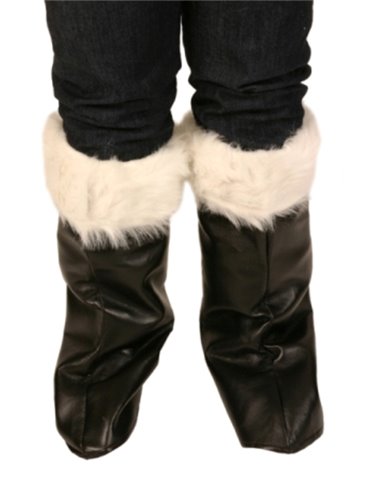 Boot Covers Santa Black with White Fur