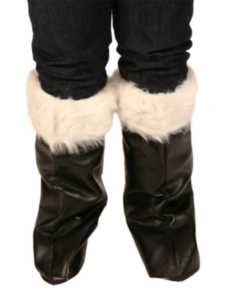 Boot Covers Santa Black with White Fur