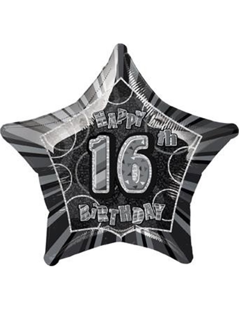 20'' PKG BLACK STAR PRISM 16 FOIL BALLOON