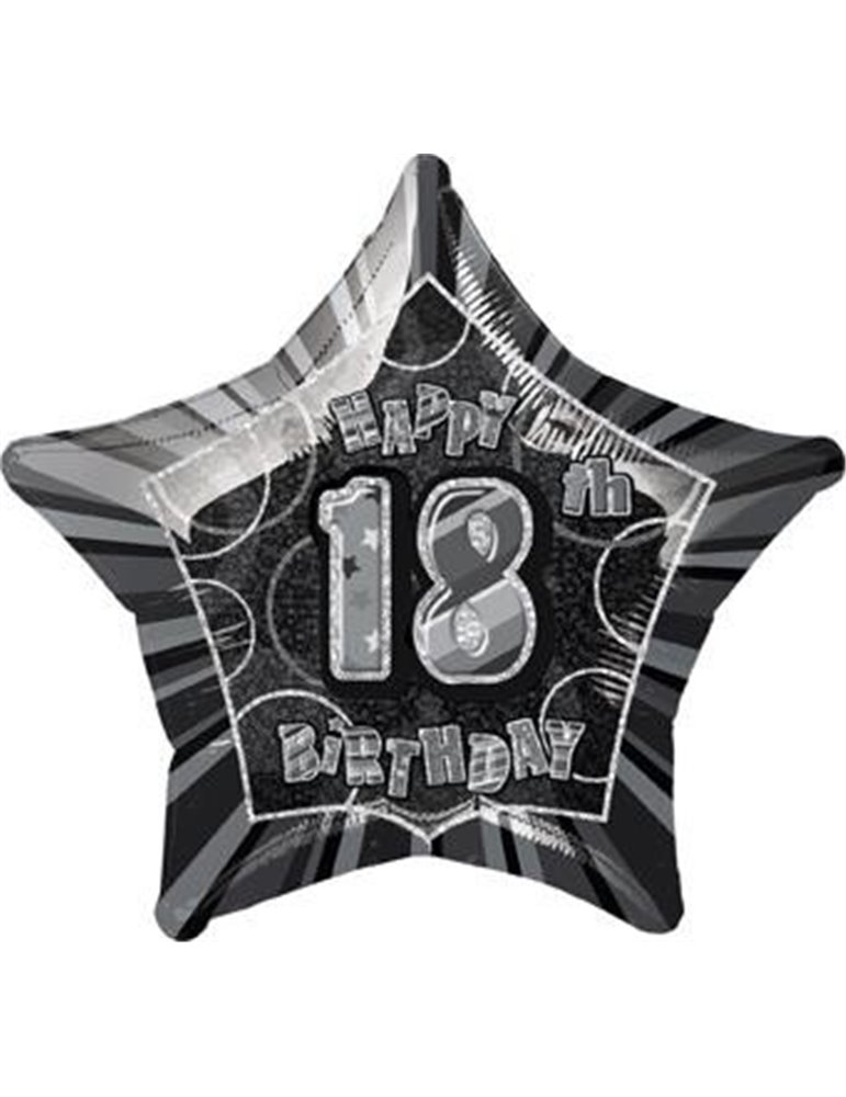 20'' PKG BLACK STAR PRISM 18 FOIL BALLOON