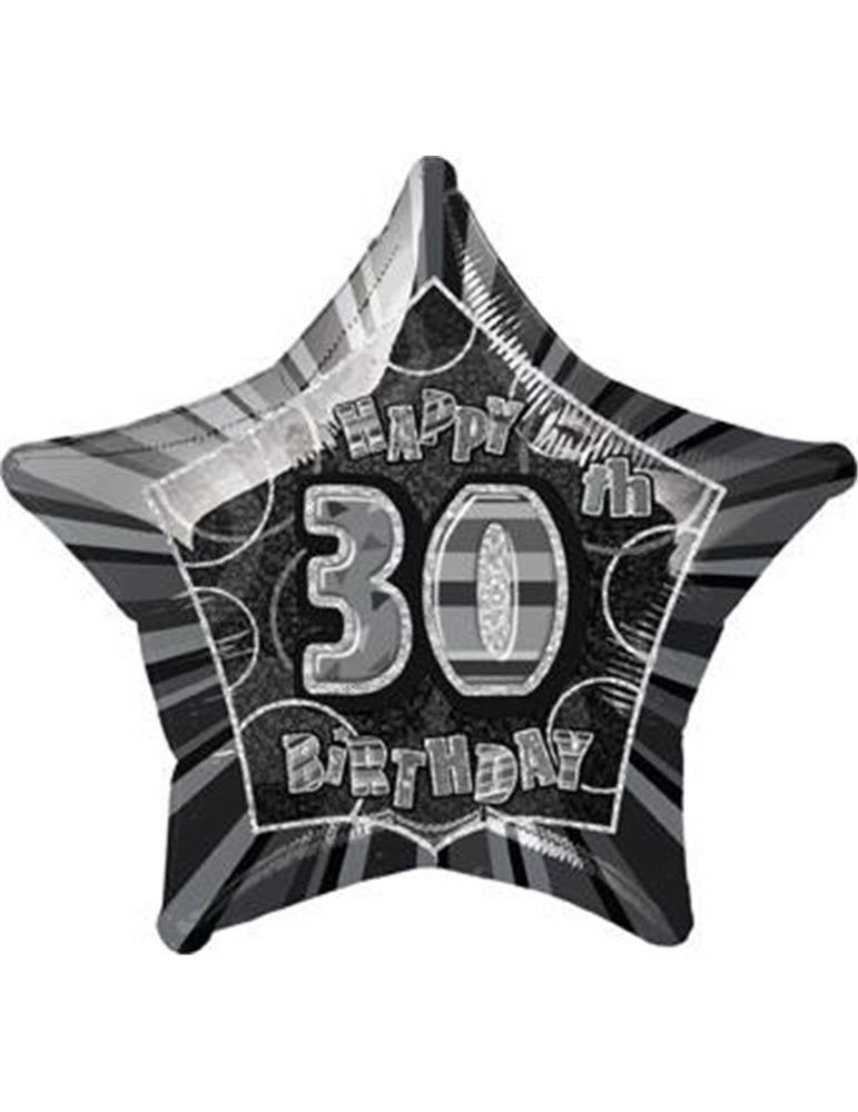 20'' PKG BLACK STAR PRISM 30 FOIL BALLOON