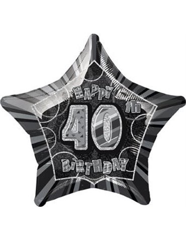 20'' PKG BLACK STAR PRISM 40 FOIL BALLOON