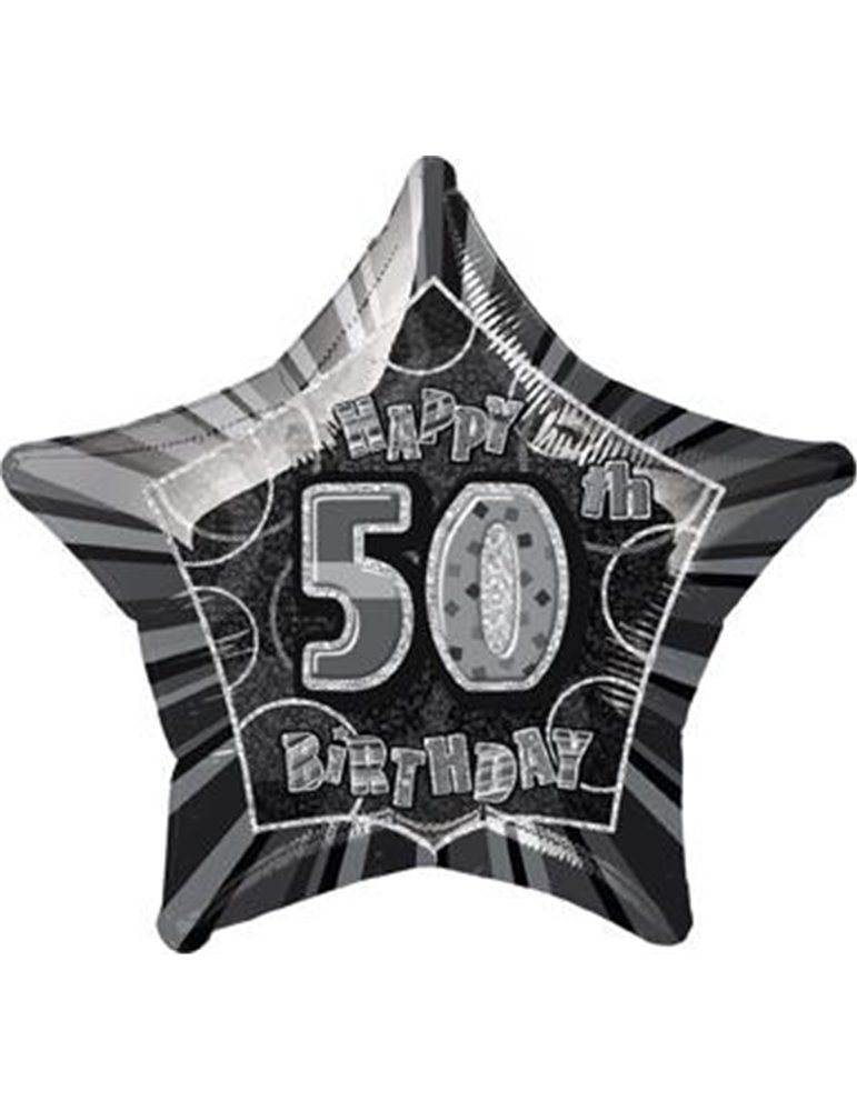 20'' PKG BLACK STAR PRISM 50 FOIL BALLOON