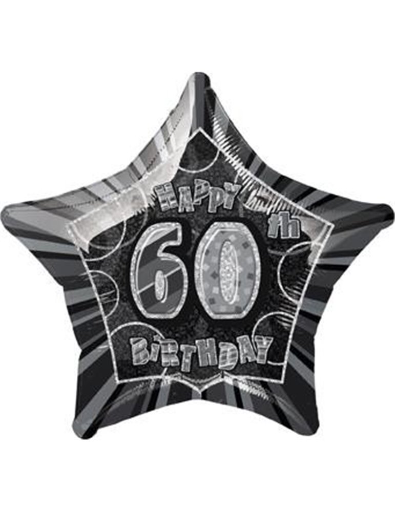 20'' PKG BLACK STAR PRISM 60 FOIL BALLOON