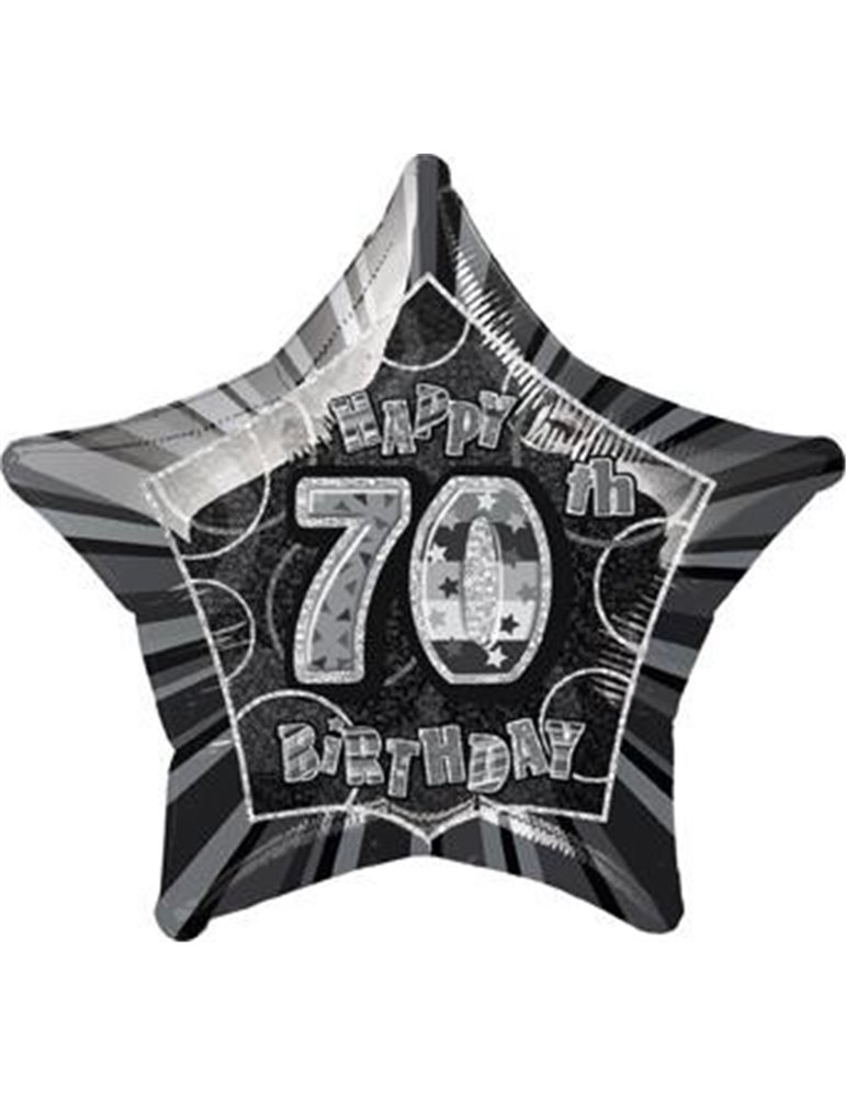 20'' PKG BLACK STAR PRISM 70 FOIL BALLOON