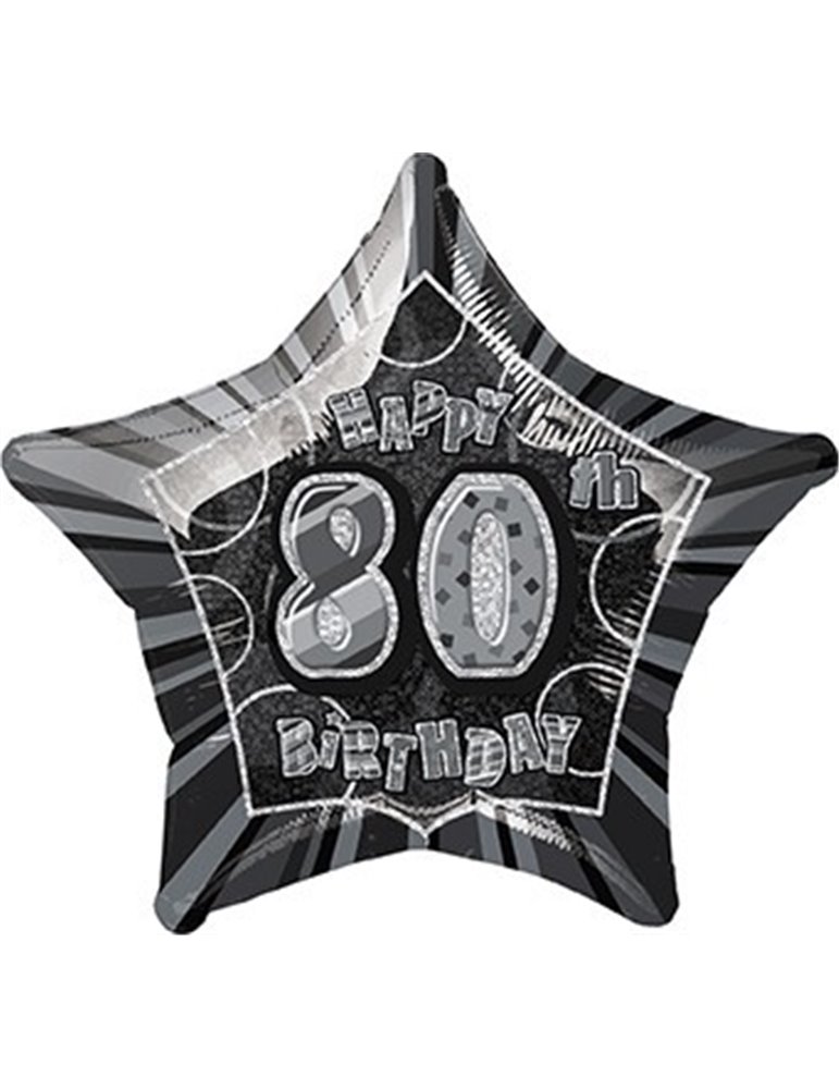 20'' PKG BLACK STAR PRISM 80 FOIL BALLOON