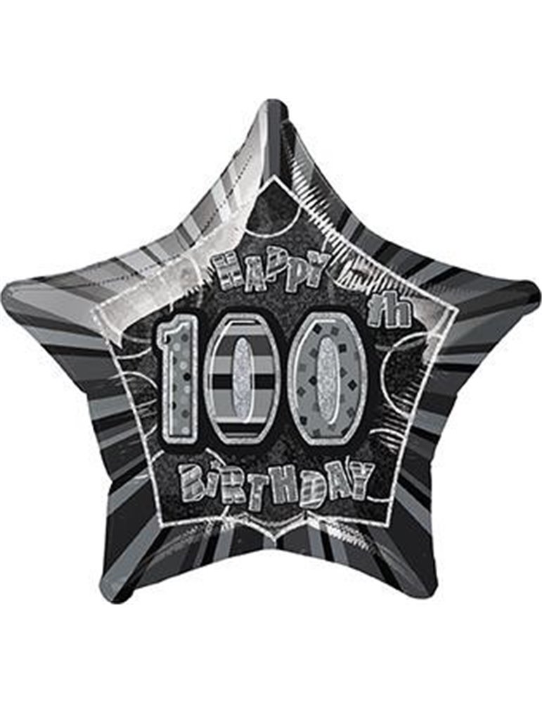 20" PKG BLACK STAR PRISM 100 FOIL BALLOON