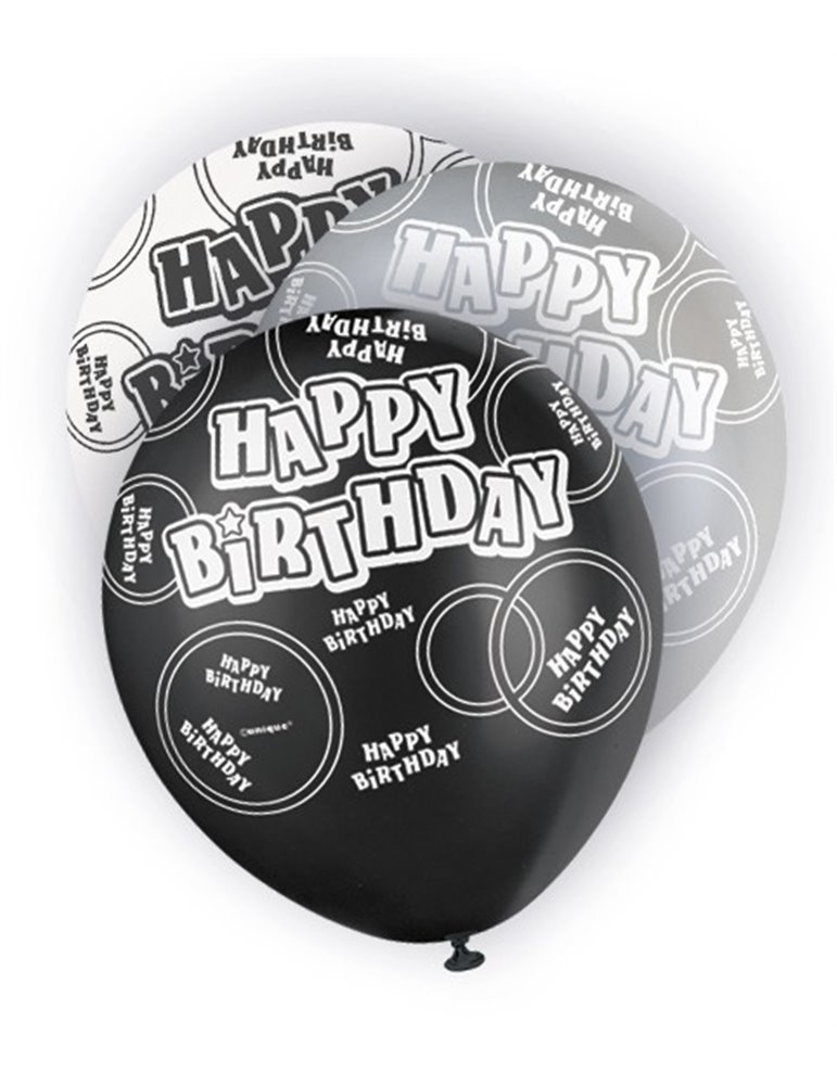 6 12'' BLACK HB GLITZ BALLOONS