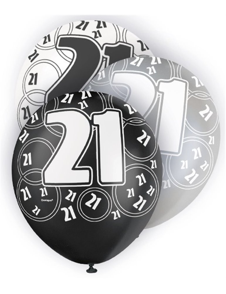 6 12'' BLACK GLITZ BALLOONS -21