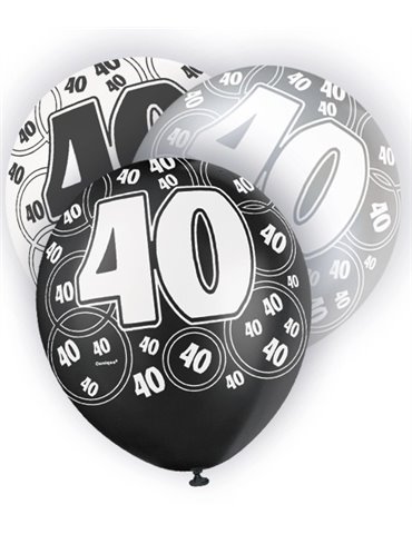 6 12'' BLACK GLITZ BALLOONS -40