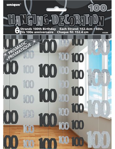 6 GLITZ BLACK 100 HANGING DECORS