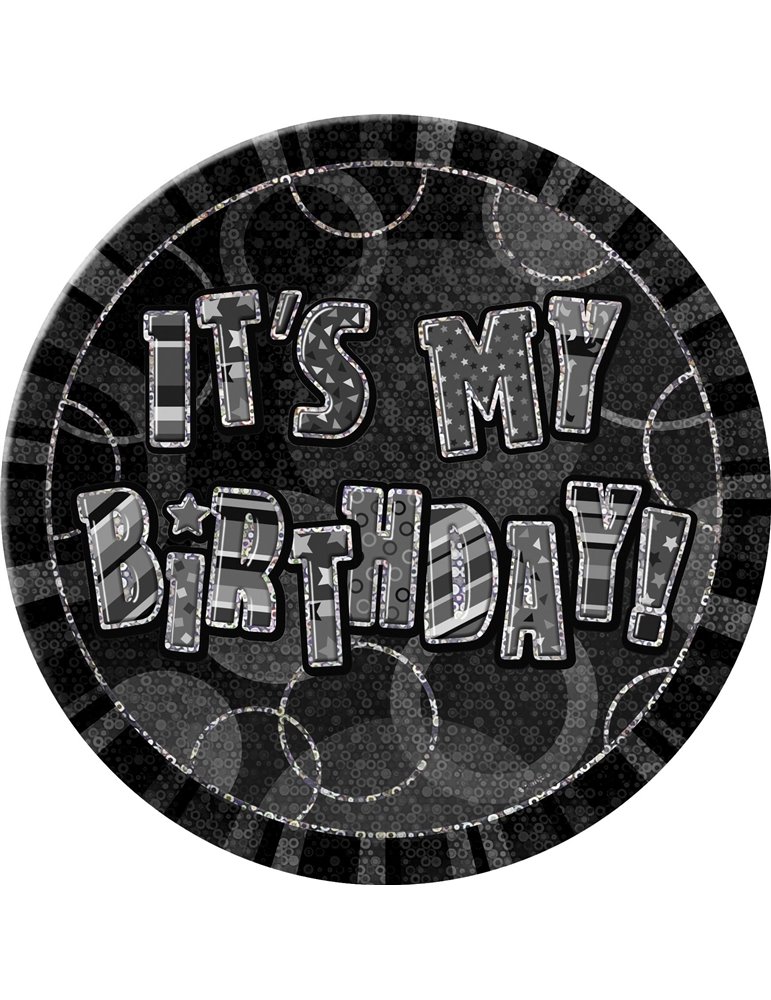 BLACK GLITZ 6'' BADGE-BIRTHDAY