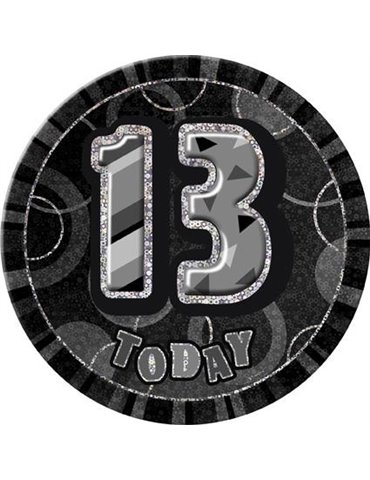 BLACK/SILVER GLITZ 6" BADGE - 13