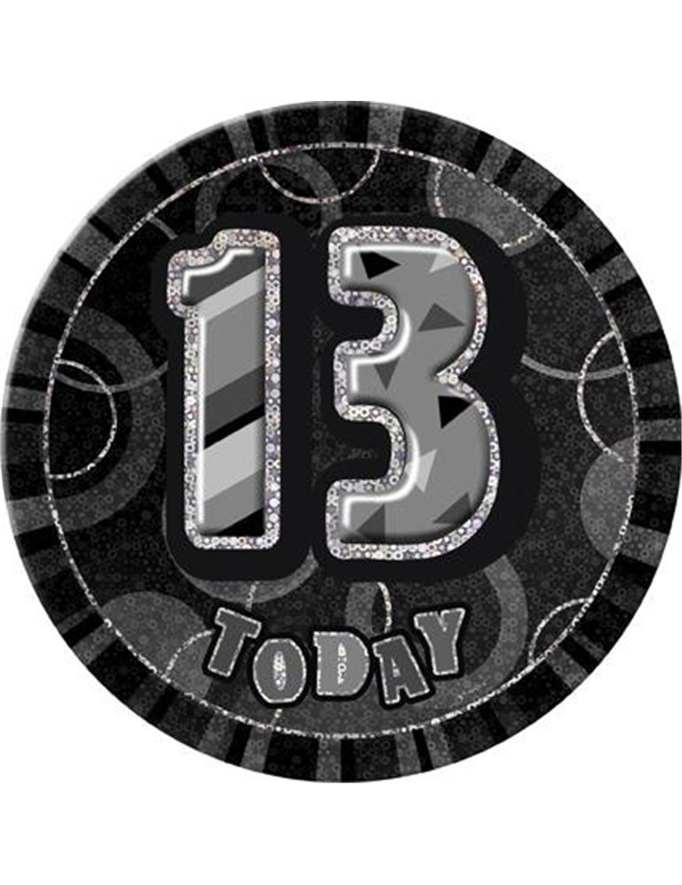 BLACK/SILVER GLITZ 6" BADGE - 13