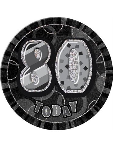 BLACK/SILVER GLITZ 6" BADGE - 80