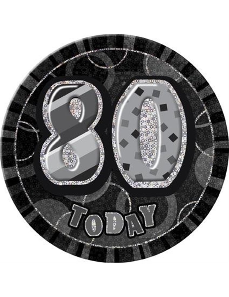 BLACK/SILVER GLITZ 6" BADGE - 80