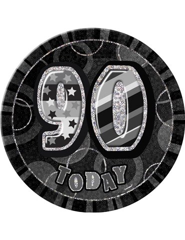 BLACK GLITZ BIRTHDAY BADGE-90