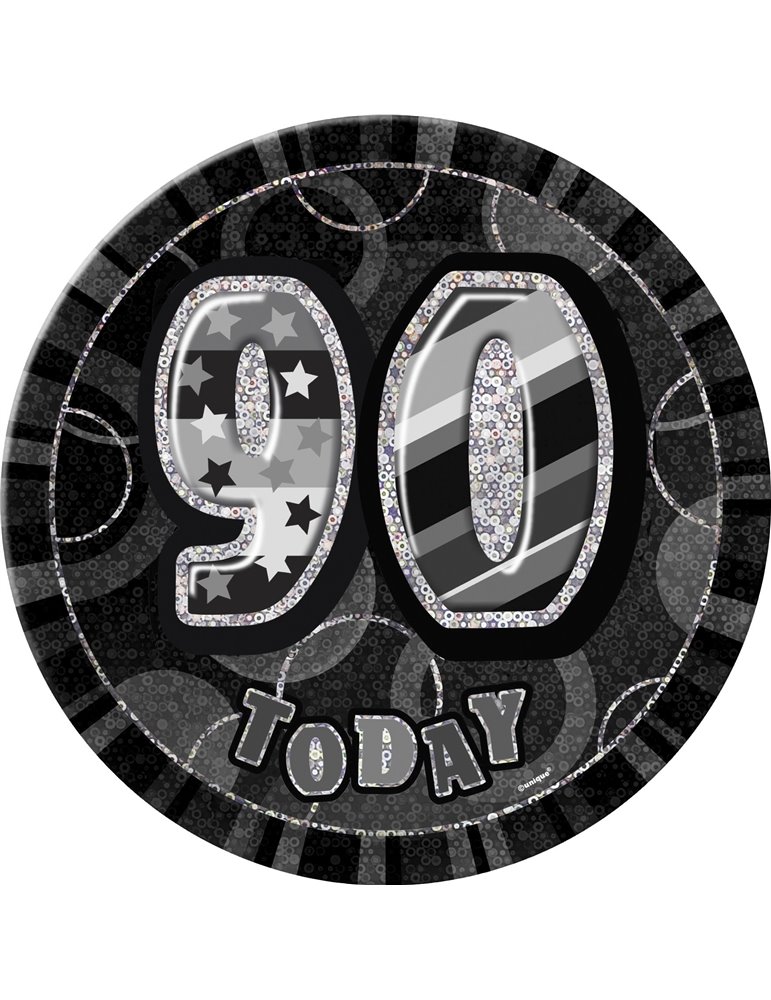 BLACK GLITZ BIRTHDAY BADGE-90