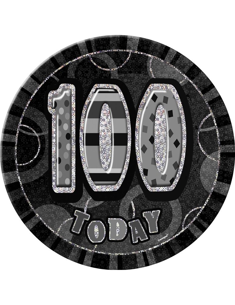 BLACK GLITZ BIRTHDAY BADGE-100