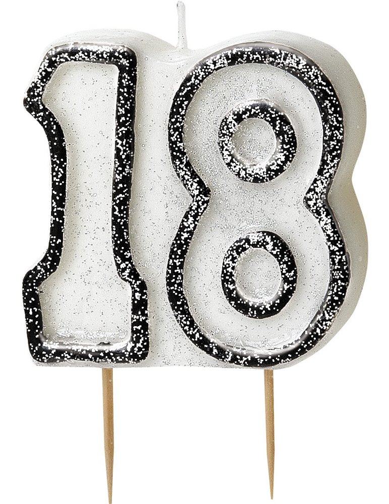 GLITZ BLACK NUMERAL 18 CANDLE