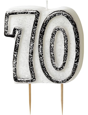 GLITZ BLACK NUMERAL 70 CANDLE