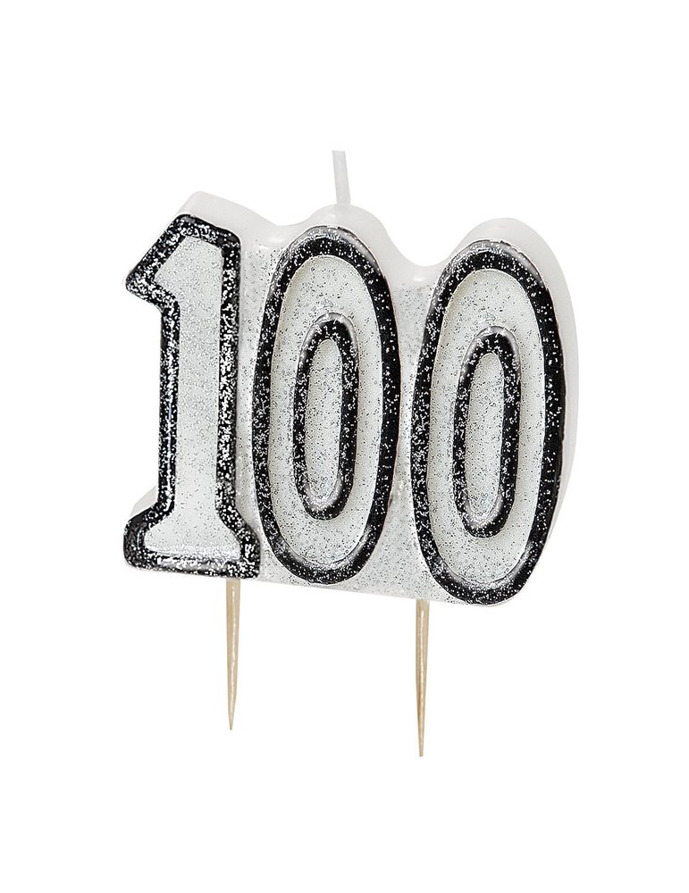 GLITZ BLACK NUMERAL 100 CANDLE